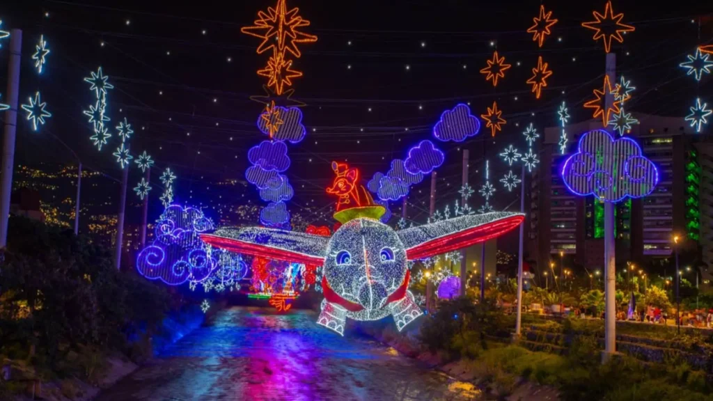 Medellin Christmas lights 2025 river display